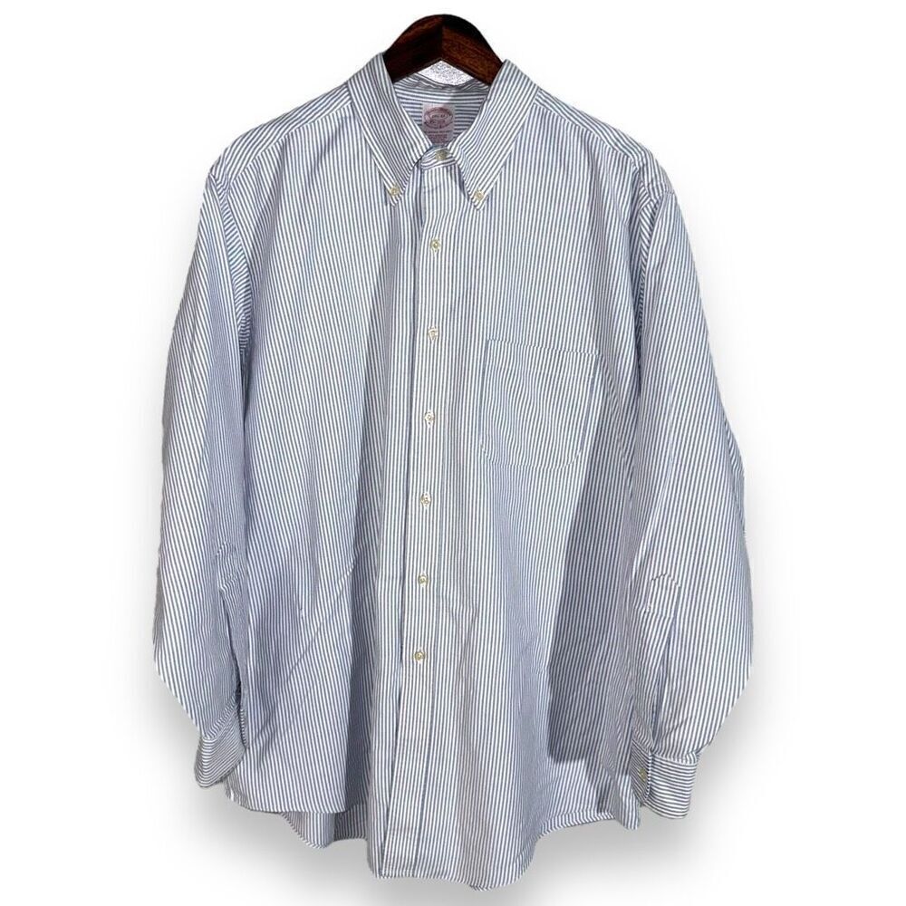 80s Brooks Brothers Made in USA Purple & White Oxford Shirt XL